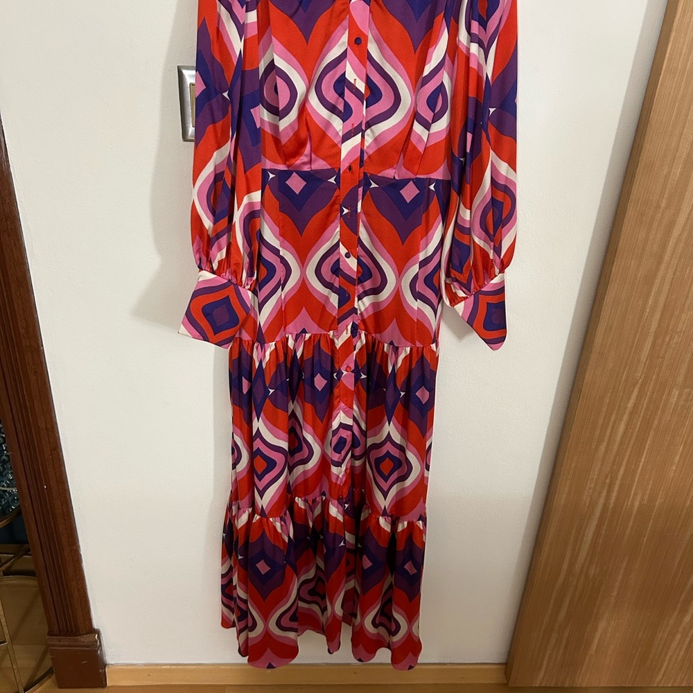 Alexis Red and White Bishop Sleeve Sundress